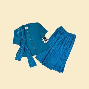 Vtg 90s/Y2K skirt & blouse set by Leslie Fay, size 8P, new old stock (w/ tags)